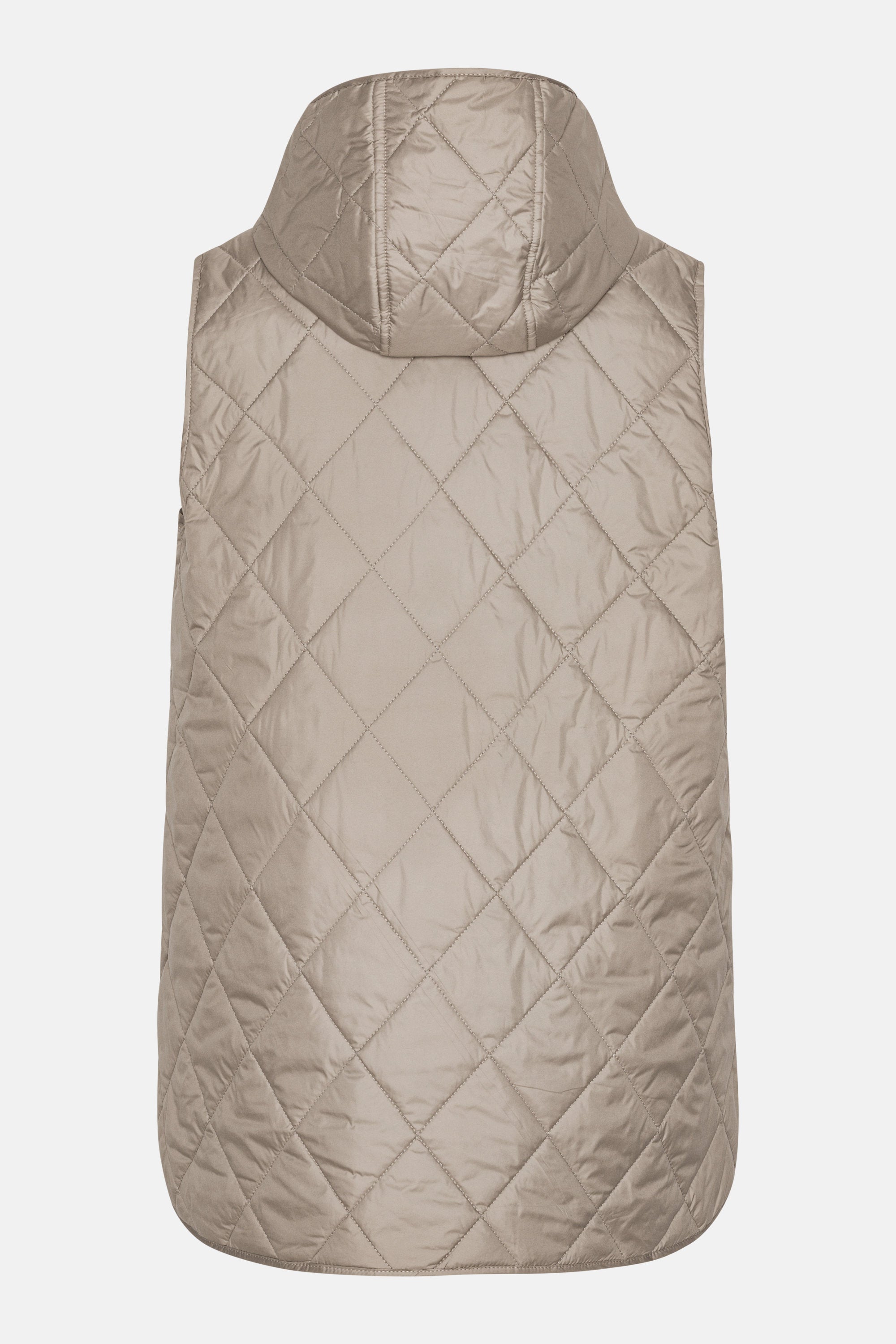 Quilted Long Vest - Greige
